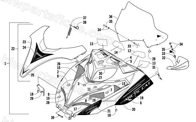 HOOD AND WINDSHIELD ASSEMBLY diagram