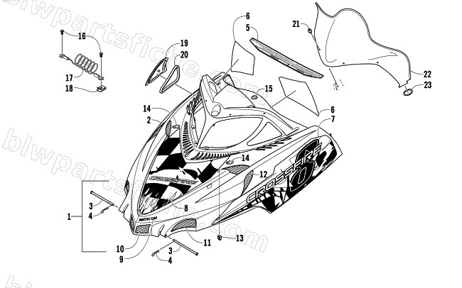 HOOD AND WINDSHIELD ASSEMBLY diagram