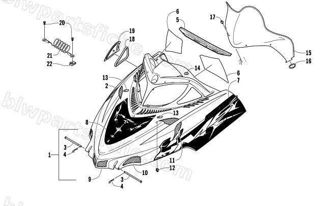 HOOD AND WINDSHIELD ASSEMBLY diagram