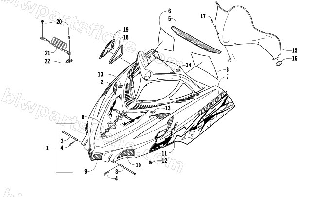 HOOD AND WINDSHIELD ASSEMBLY diagram
