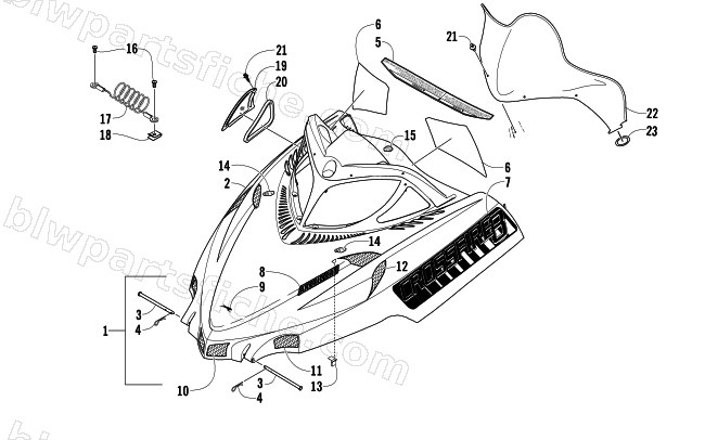 HOOD AND WINDSHIELD ASSEMBLY diagram