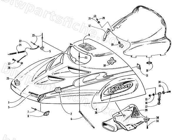 HOOD AND WINDSHIELD ASSEMBLY diagram