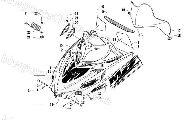 HOOD AND WINDSHIELD ASSEMBLY diagram