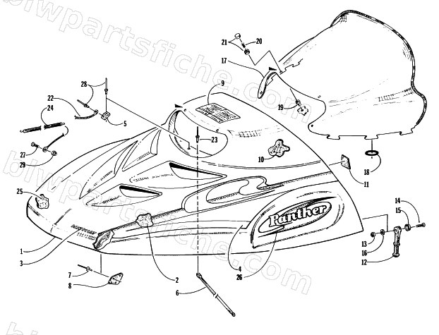 HOOD AND WINDSHIELD ASSEMBLY diagram
