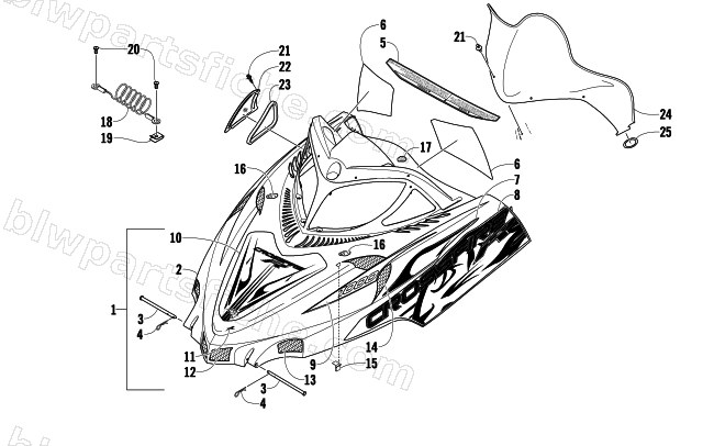 HOOD AND WINDSHIELD ASSEMBLY diagram