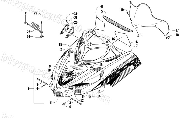 HOOD AND WINDSHIELD ASSEMBLY diagram