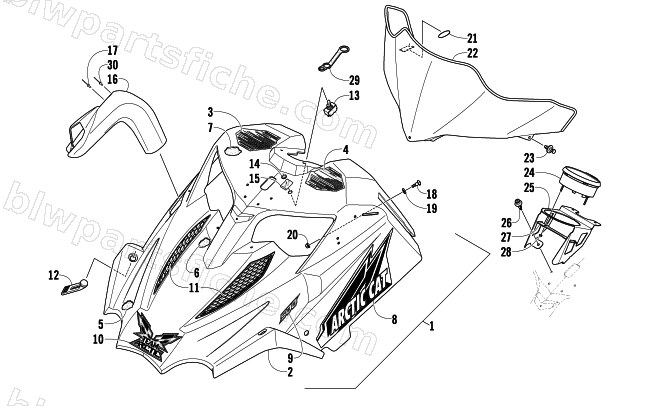 HOOD AND WINDSHIELD ASSEMBLY diagram