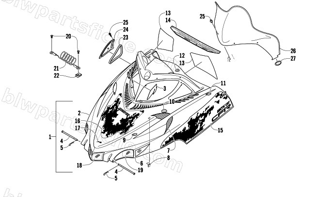 HOOD AND WINDSHIELD ASSEMBLY diagram