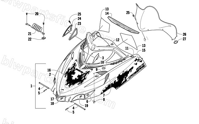 HOOD AND WINDSHIELD ASSEMBLY diagram