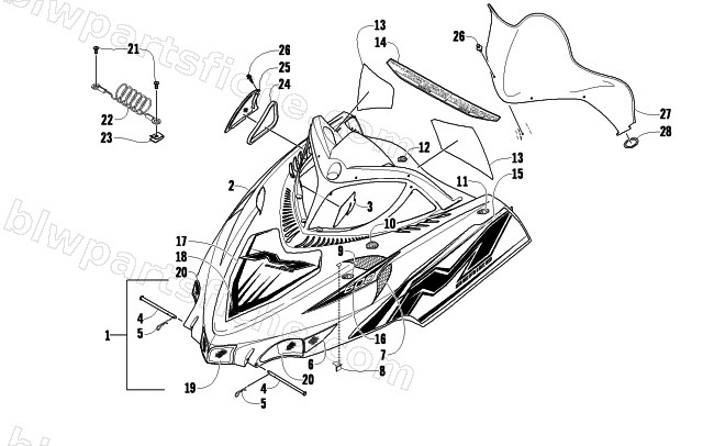 HOOD AND WINDSHIELD ASSEMBLY diagram