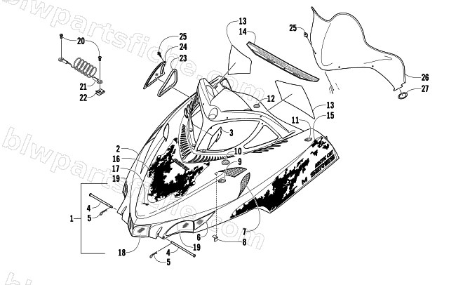 HOOD AND WINDSHIELD ASSEMBLY diagram