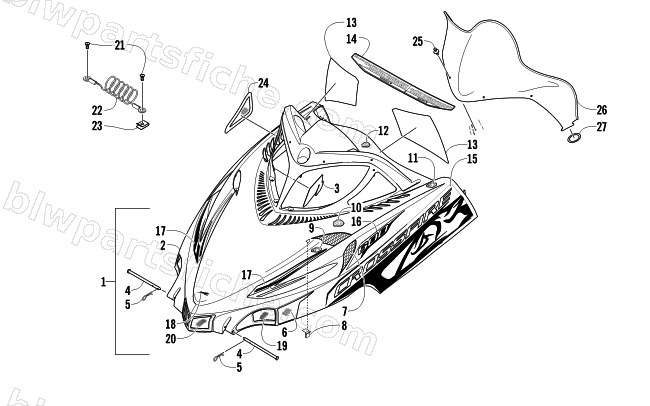 HOOD AND WINDSHIELD ASSEMBLY diagram