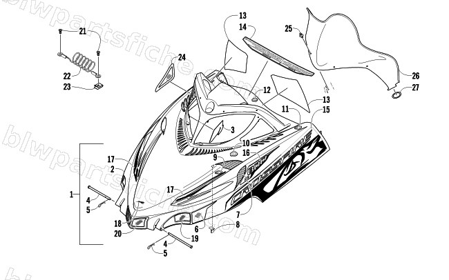 HOOD AND WINDSHIELD ASSEMBLY diagram