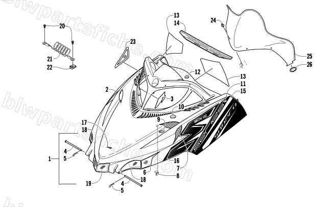 HOOD AND WINDSHIELD ASSEMBLY diagram