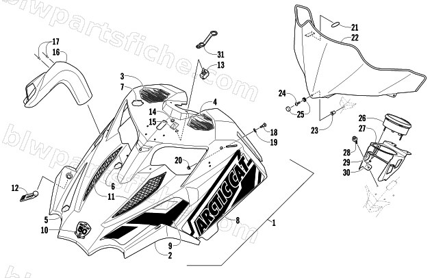 HOOD AND WINDSHIELD ASSEMBLY diagram