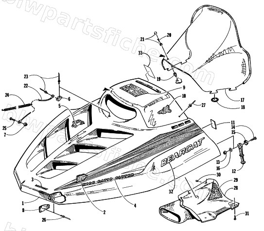 HOOD AND WINDSHIELD ASSEMBLY diagram