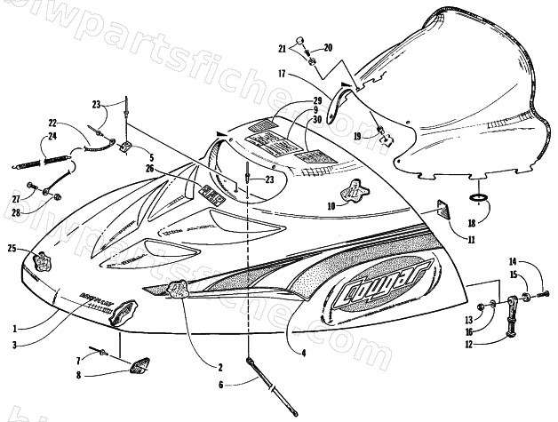 HOOD AND WINDSHIELD ASSEMBLY diagram