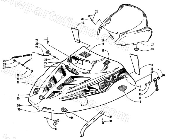 HOOD AND WINDSHIELD ASSEMBLY diagram
