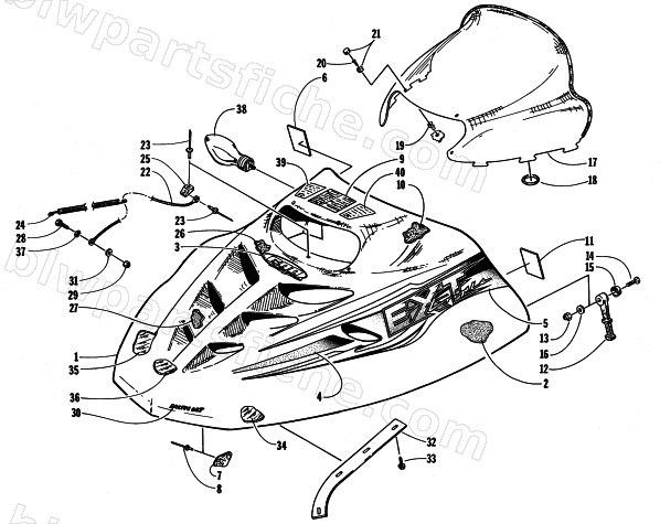 HOOD AND WINDSHIELD ASSEMBLY diagram