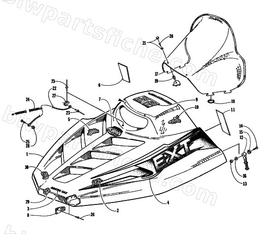 HOOD AND WINDSHIELD ASSEMBLY diagram