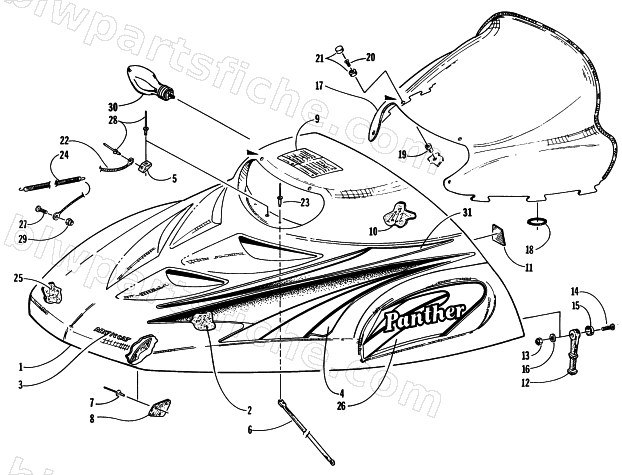 HOOD AND WINDSHIELD ASSEMBLY diagram