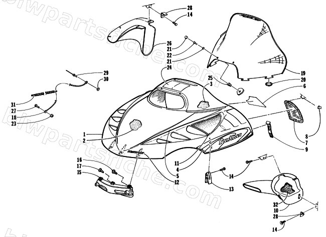 HOOD AND WINDSHIELD ASSEMBLY diagram