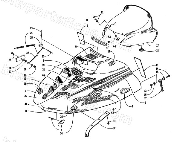 HOOD AND WINDSHIELD ASSEMBLY diagram