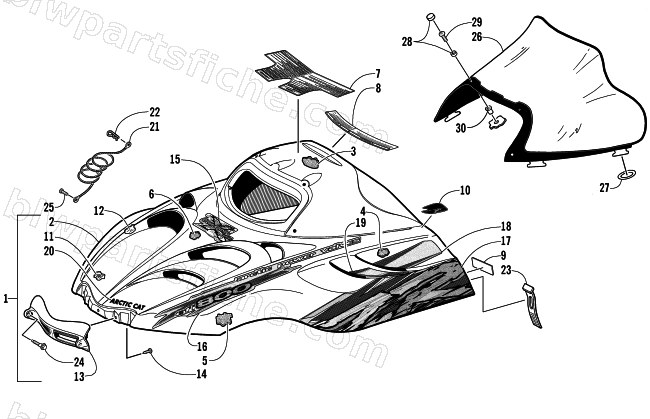 HOOD AND WINDSHIELD ASSEMBLY (CC International) diagram