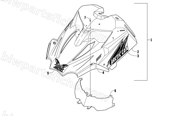 HOOD ASSEMBLY (MODIFIED RACE SLED) diagram