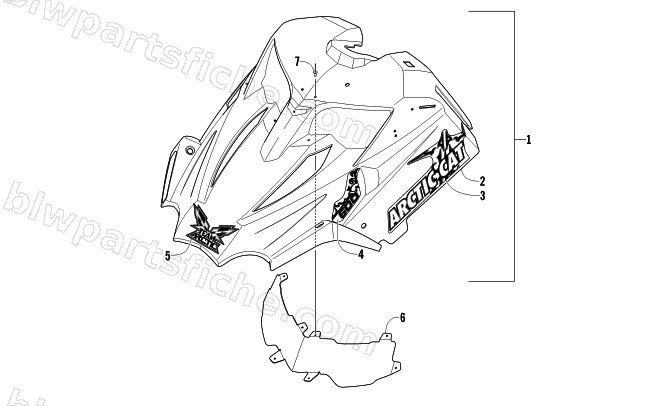 HOOD ASSEMBLY (MODIFIED RACE SLED) diagram