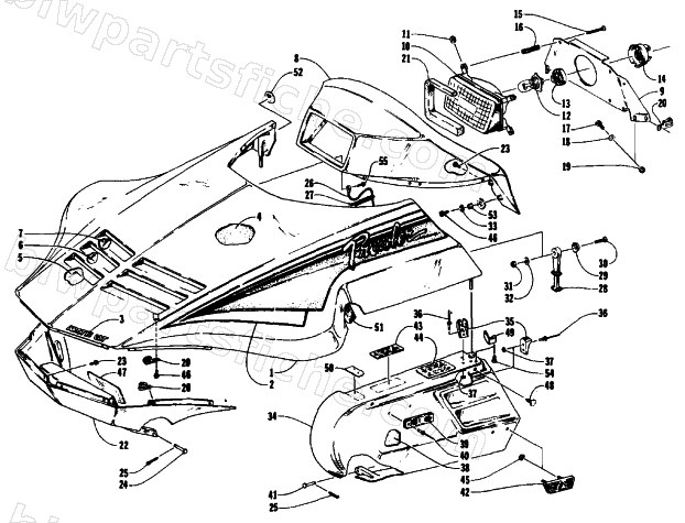 HOOD, HEADLIGHT, AND SIDE PODS diagram