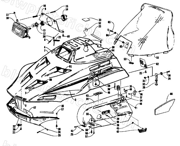 HOOD, HEADLIGHT, AND SIDE PODS diagram