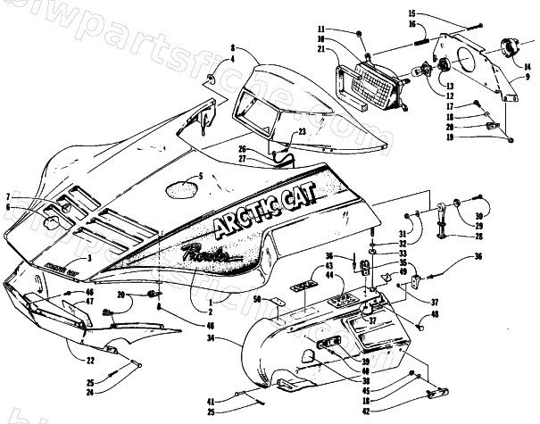 HOOD, HEADLIGHT, AND SIDE PODS diagram