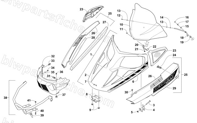 HOOD, WINDSHIELD, AND FRONT BUMPER ASSEMBLY (OS) diagram