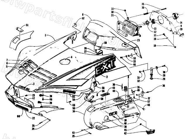 HOOD,HEADLIGHT,AND SIDE PODS diagram