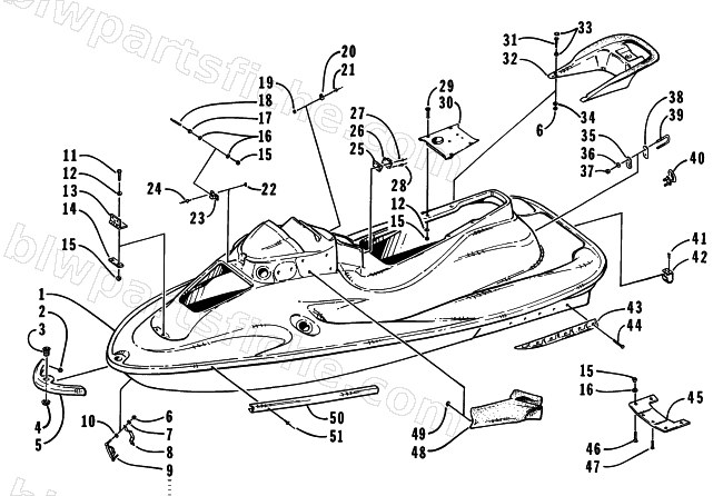 HULL AND RELATED PARTS ASSEMBLY diagram