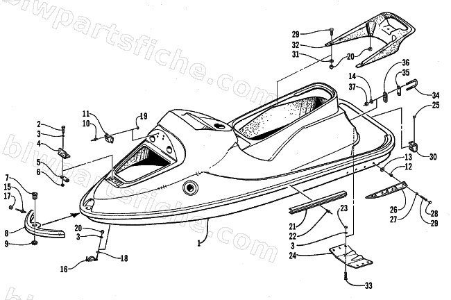 HULL AND RELATED PARTS ASSEMBLY diagram
