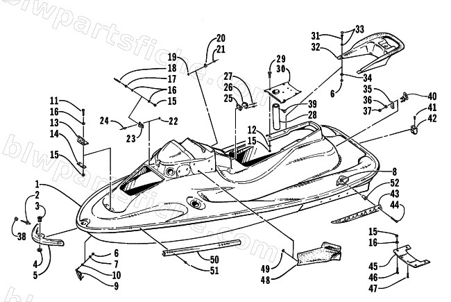 HULL AND RELATED PARTS ASSEMBLY diagram