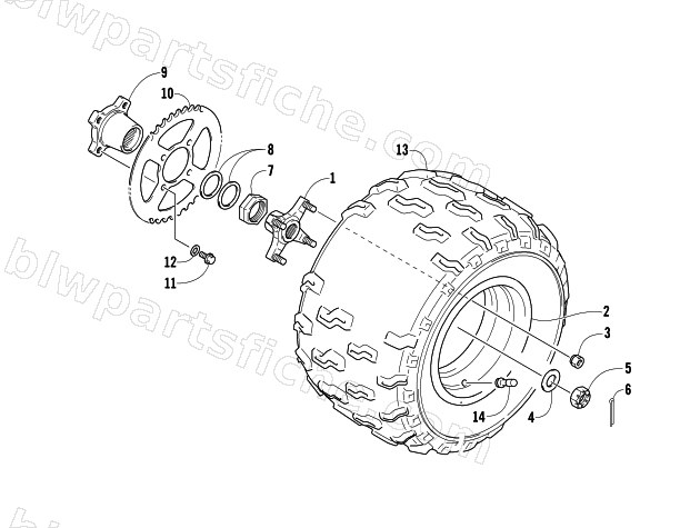 LEFT REAR WHEEL ASSEMBLY diagram