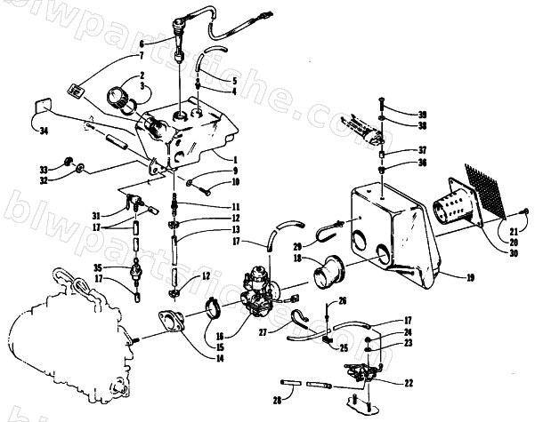 OIL TANK,CARBURETOR, FUEL PUMP AND SILENCER diagram