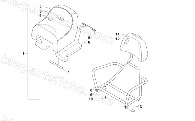 PASSENGER SEAT AND BACKREST ASSEMBLY diagram