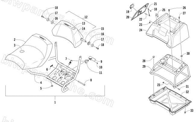 PASSENGER SEAT AND BACKREST ASSEMBLY diagram
