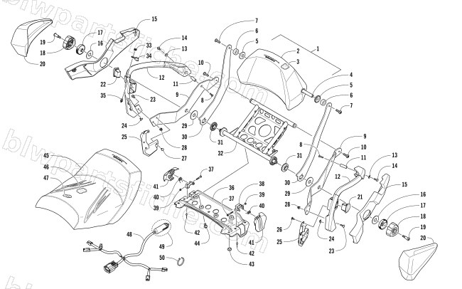 PASSENGER SEAT AND BACKREST ASSEMBLY diagram