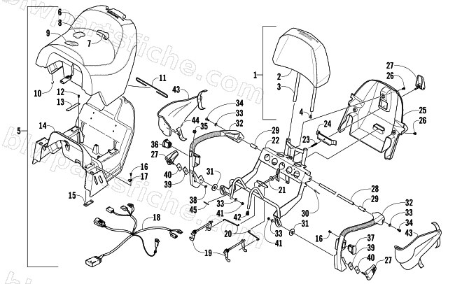 PASSENGER SEAT AND BACKREST ASSEMBLY diagram