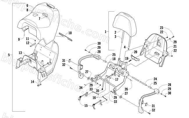 PASSENGER SEAT AND BACKREST ASSEMBLY diagram