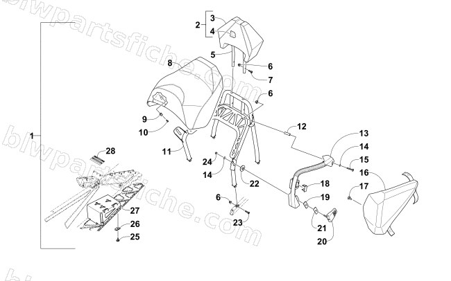 PASSENGER SEAT AND RELATED PARTS diagram