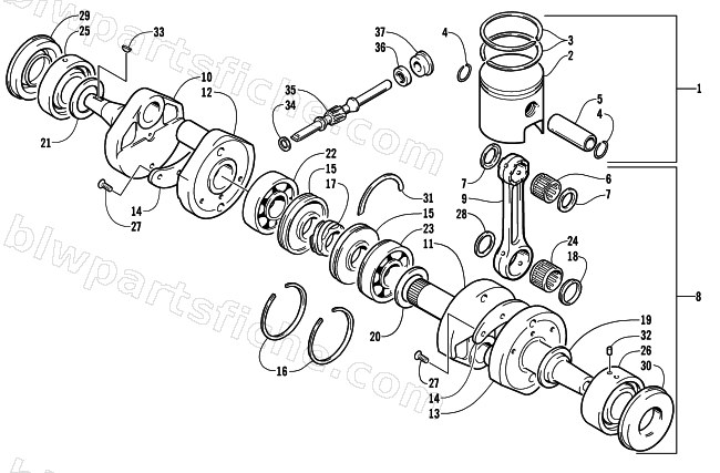 PISTON AND CRANKSHAFT diagram