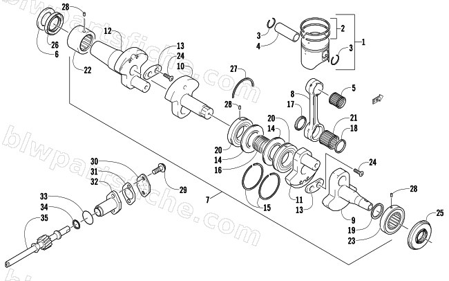 PISTON AND CRANKSHAFT diagram