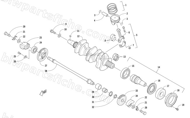 PISTON AND CRANKSHAFT ASSEMBLY diagram