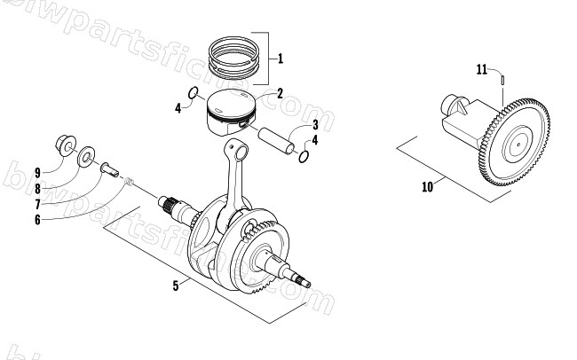 PISTON AND CRANKSHAFT ASSEMBLY diagram